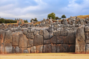 Panoramic view of the Sacsayhuaman fortress in Cusco, Peru.