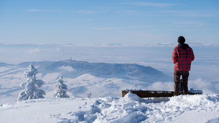 Person looking at a winter landscape