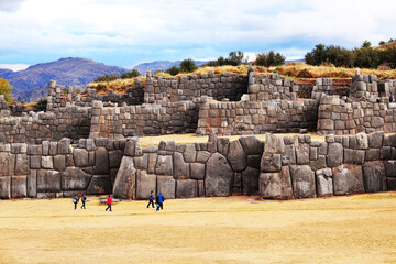 Walls of Sacsayhuaman Fortress, in Cusco, Peru
