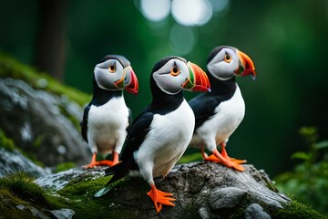 atlantic puffin in the forest