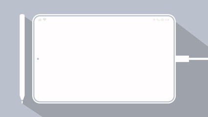 Flat graphic tablet long shadow vector background