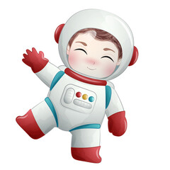 Cute astronaut in the galaxy watercolor illustration