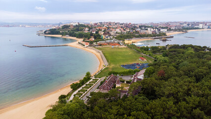 Fototapeta na wymiar Aerial view of Magdalena Peninsula. Santander, Cantabria, Spain.