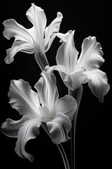 abstract iris petals, black and white illustration. Generative AI