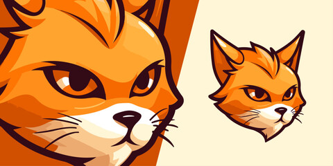 Cute Orange Cat Head Logo Mascot: Vector Illustration Graphic for Sport and E-Sport Teams