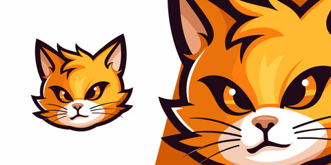 Dynamic Cat Head Logo: Cute Orange Mascot for Sport and E-Sport Teams - Vector Illustration © Giu Studios