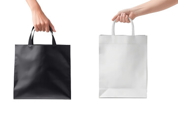 hand holding shopping bag, with space to your text or image isolated on transparent background