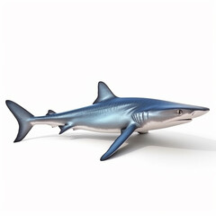 Obraz premium Blue shark close-up isolated on white background, dangerous predatory fish, generative ai