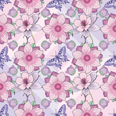 Vector Flower Pattern Wallpaper isolated illustration