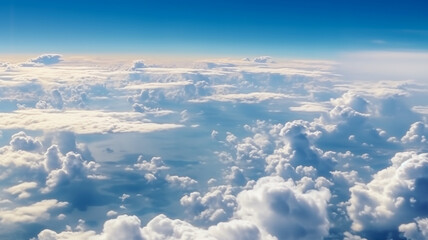 Fototapeta na wymiar Clouds as seen from the window of an airplane. Generative AI