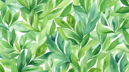 Obraz premium Foliage texture, watercolor, seamless pattern. Generative AI