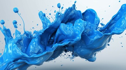 Blue paint splash 3d render.Generative AI