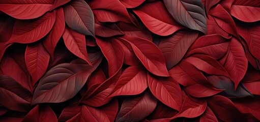 Obraz na płótnie Canvas Red Autumn Leaves Background. Illustration AI Generative.