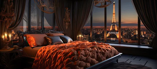 Luxury penthouse hotel room with stylish, chic, and modern interior design. Stunning city views of the parish skyline, and upscale experience. © jonathon