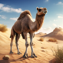 Arabian camel in a hot desert