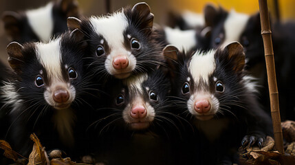 Group of cute baby skunks