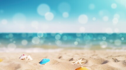 Fototapeta na wymiar Summer beach and sea background. Illustration AI Generative.