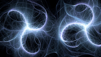 Obraz premium Abstract electrifying lines, smoky fractal pattern, digital illustration art work of rendering chaotic dark background