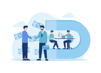 Business cooperation to increase profits trending flat illustration