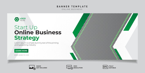 Marketing business banner template. Online business banner premium vector. web banner template