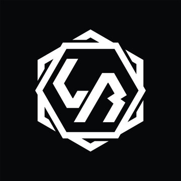 recommend clip art: LR Logo monogram hexagon shape with geometric abstract outline design template