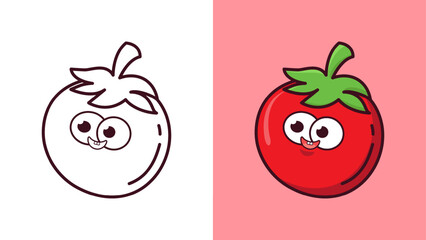 Vector Happy Tomato Cartoon Premium