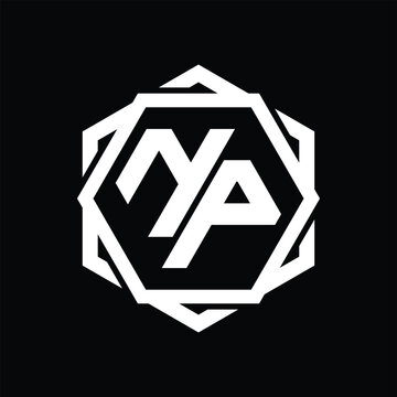 recommend clip art: NP Logo monogram hexagon shape with geometric abstract outline design template