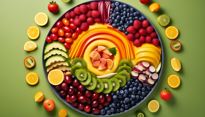 A colorful bowl of fresh organic fruit salad for healthy eating generated by AI