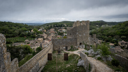 Fototapeta na wymiar Castle with village