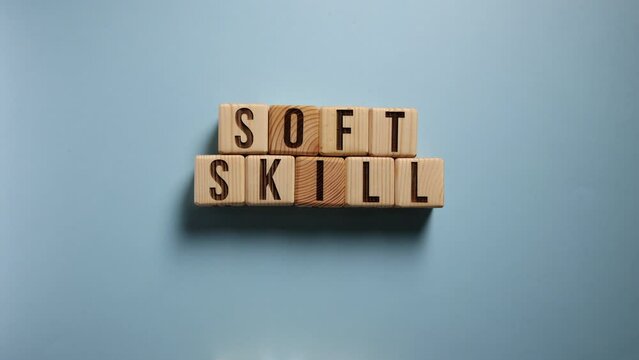 soft skills word written on wood block. soft skills text on table, concept