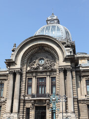 Fototapeta na wymiar The Savings Bank Palace in Bucharest, the capital of Romania.