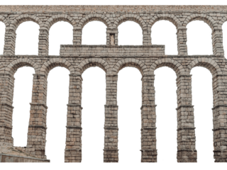 Ancient Roman aqueduct in Segovia, Spain, Europe travel background