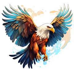 Vector illustration of an eagle with it's wings wide spread preparing to catch prey