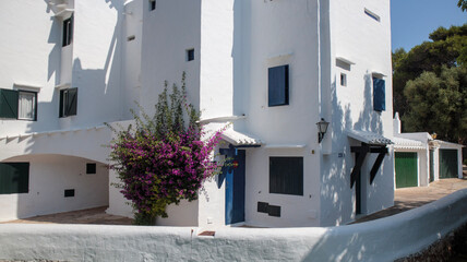 View of the alleys of the fishing village of Binibeca Vell, Menorca, Spain