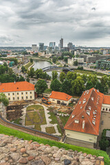 Vilnius, capital of Lithuania, Europe. Aerial view of the city, modern business financial district,...