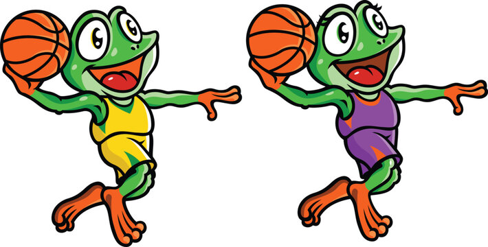 Cute Basket Ball Player Frog Dunk