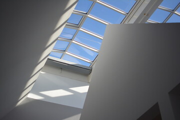 skylight from clear sky in museum of applied art (museum for kunsthandwerk) by Richard Meier in Frankfurt, Germany