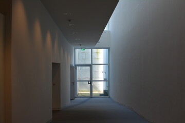 interior (corridor) of museum of applied art (museum for kunsthandwerk) by Richard Meier in...