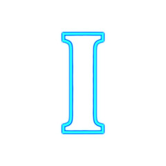 大文字のI。青く光るネオンのアルファベット。