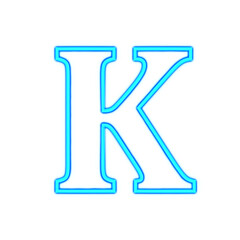 大文字のK。青く光るネオンのアルファベット