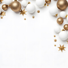 Festive, celebration backdrop with white, gold and blink ball and star in white, pastel, gold and rose pink colour, New Year, Party
