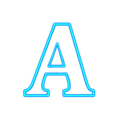 大文字のA。青く光るネオンのアルファベット