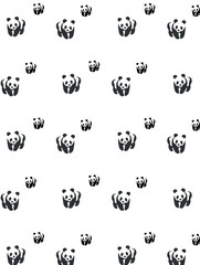 Fototapeta premium Panda black white many seamless pattern. Vector image of an panda