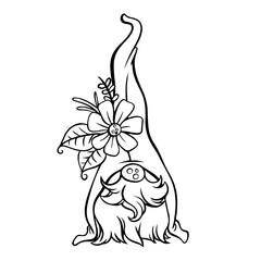 Gnome, black and white stripes on the white background Is a vector image Suitable for coloring Or general lines