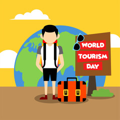 International world tourism day background illustration. World tourism day illustration web banner