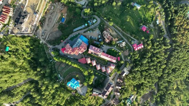 Aerial view of a hilltop settlement