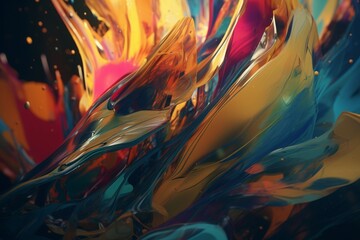 A colorful abstract design with a mix of warm and cool tones inspired by abstract expressionism, Generative AI