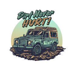 Colorful cartoon 4x4 Off road car on the savanna desert  © krizvector