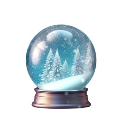Fototapeta na wymiar Crystal ball, snowball with snowy Christmas tree in white background. Generative AI