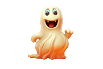 Halloween white Ghost cartoon character on white background. Generative AI